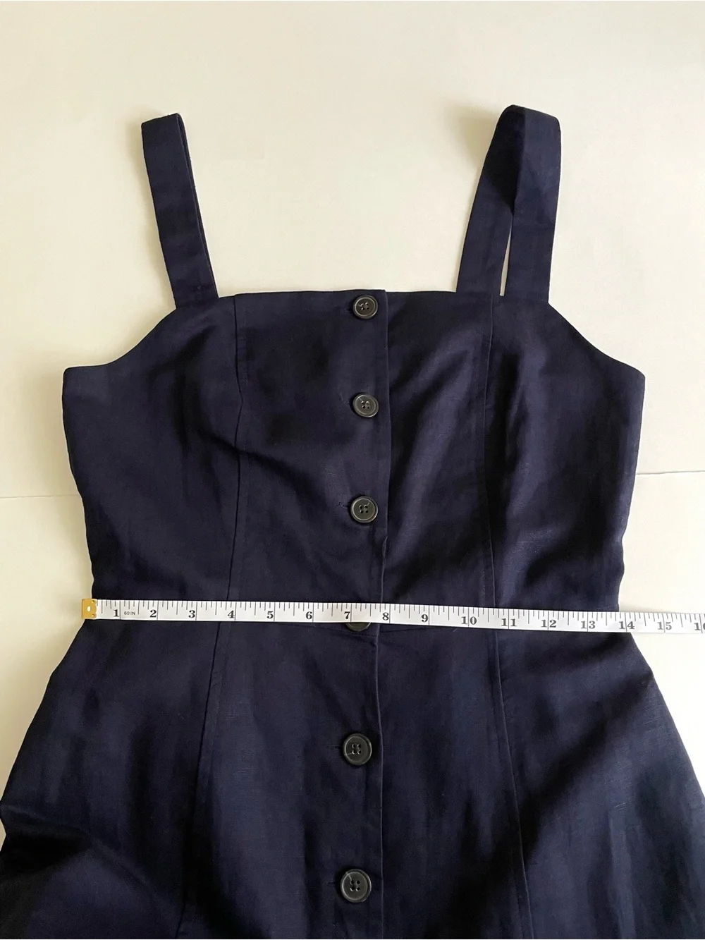 Gap Button Front Apron Linen Cotton Sleeveless Midi Dress Dark Navy NWT - Picture 9 of 11